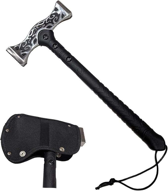 NLX Outdoor Heavy Duty Multi-Tools with Axe Pike and Hammer. Carbon Steel Tool Head and ABS Handle for Camping Hiking and Outdoor Purpose (Hammers)