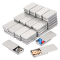 70 Pack Silver Metal Slide Top Tin Containers Mini Metal Tin Box with Slide Lid Empty Lip Balm Containers for DIY Projects Pills Candies Jewelry (2.36 x 1.34 x 0.43 Inch)