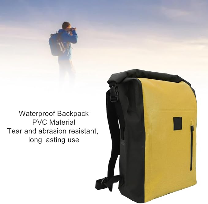 25L Camping Backpack Dry Backpack Backpack 25L Capacity PVC Multipurpose Tear Dry Bag for Outdoor Travel Hiking Camping (Yellow)