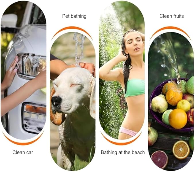 Longguo Portable Camping Shower Pump Smart Digital Display Multiple Spray Modes USB Charging Light and Compact Perfect for Camping Hiking Traveling car wash and pet Cleaning