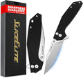 SliceElite El Capitan Folding Knife 3.5 in D2 Steel Clip Drop Blade Black G10 Handle Manual Button Lock Pocket Carry