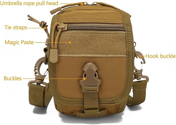 Tactical MOLLE Phone Pouch Military Small Belt Pouches Sling Chest Canvas Messenger Shoulder Bag Gear Duty Pack for Outdoor