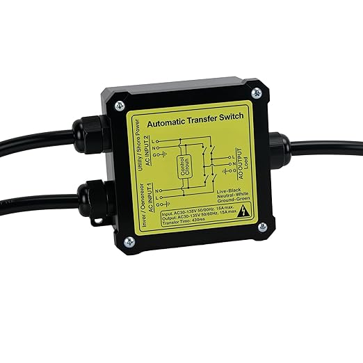 AC120V 15A ATS Generator Automatic Transfer Switch (NEMA 5-15P/R)