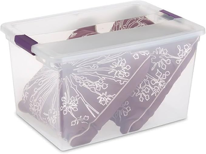 Sterilite 66 Quart (6 Pack) and 6 Quart (12 Pack) Totes Clear Plastic Stackable Storage Containers with Latching Lids for Home Organization