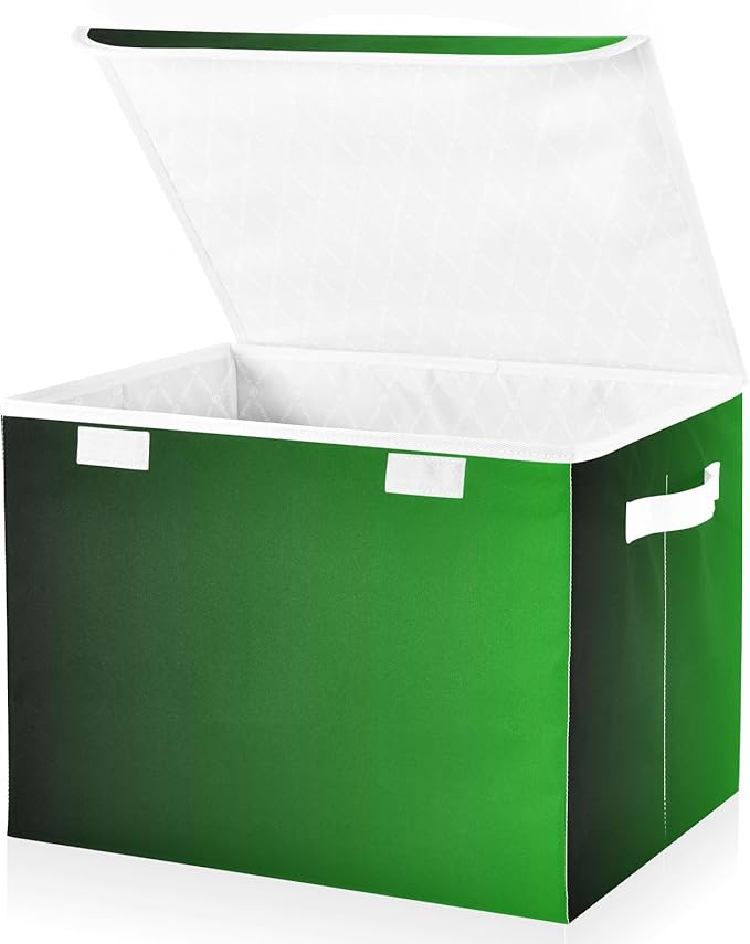 Green Gradient Storage Bin with Lid Foldable Closet Organizer Large Storage Bags for Office Supplies Office Basket