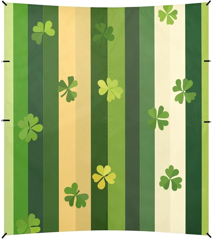 St Patrick's Clovers Stripes Beach Tent Sun Shelter Set UPF50+ UV Protection 10.5 x 9.19 FT Camping Shade Canopy with Sandbags Sand Anchors Carrying Bag and Others