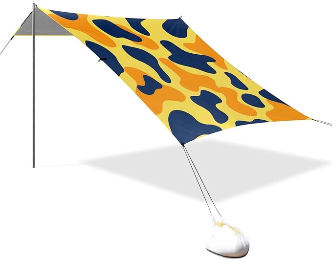 ALAZA Orange Yellow Cow Pattern Beach Tent Sun Shelter Portable Canopy Sunshade for Outdoor Camping Picnics Backyard Fun 10x9 ft