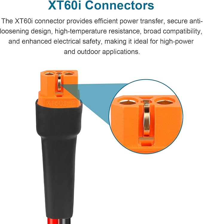 XRDS -RF Solar Panel Adapter Cable to XT60i 50FT - 10AWG XT60i Female Solar Cable Tinned Copper Wire with PVC Jacket XT60i Solar Extension Cable for Power Station and Portable Generator