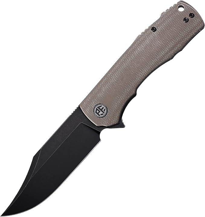 Petrified fish PFP03 Victor3.58 K110 Satin Blade140g Micarta Handel Flipper Liner lock Folding knife (Khaki Black Stonewashed)