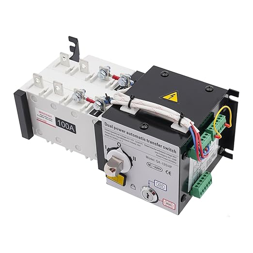 Dual Power Automatic Transfer Switch 4P 100A ATS Dual Power Generator Changeover Switch 110V Mini Electrical Selector Switches 3C Rated Voltage Range: 37V-440V