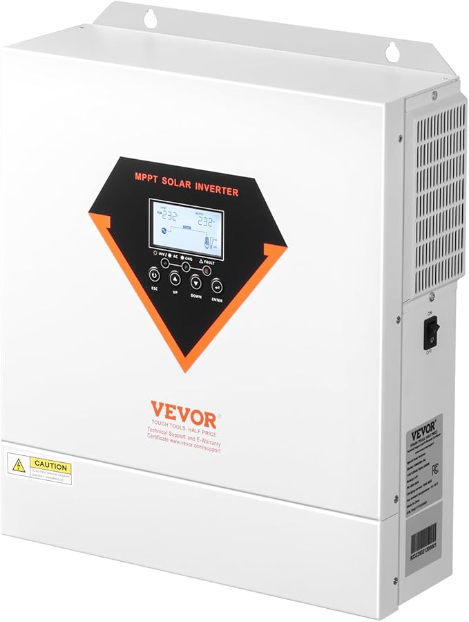 VEVOR Hybrid Solar Inverter 3500W Single Phase Pure Sine Wave Power Inverter 24V DC to 220/230V AC with Built-in 100A MPPT Solar Charge Controller for Off-Grid System Lead Acid Lithium Battery