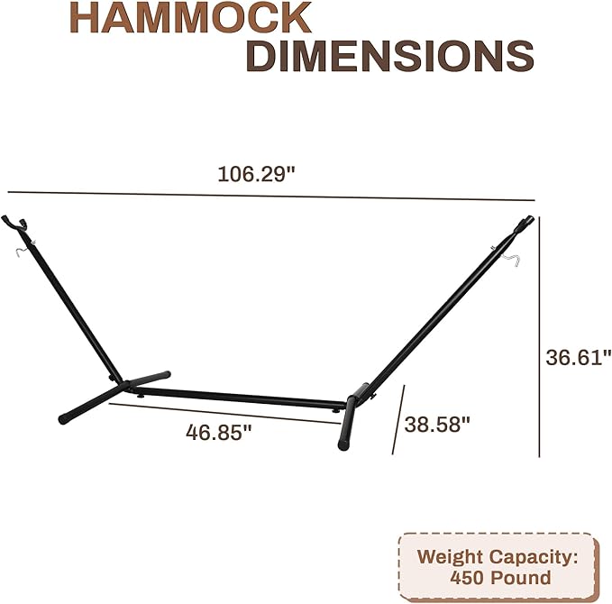 Elevon Hammock Stand Heavy Duty Adjustable Steel Hammock 9-Foot 450-Pound Capacity Weather Resistant and Easy to Assemble