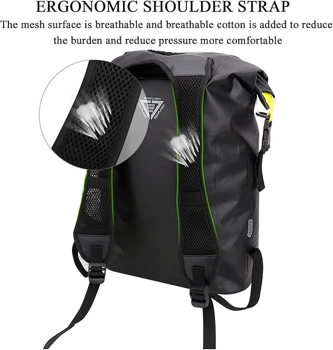 Waterproof Dry Bag for Women Men Roll Top Lightweight Dry Storage Bag Backpack with Exterior Zippered Pocket for Travel
