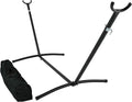 Sunnydaze Brazilian Portable Steel Hammock Stand for Outside with Carrying Case - 400-Pound Capacity Hammock Frame - Black Finish