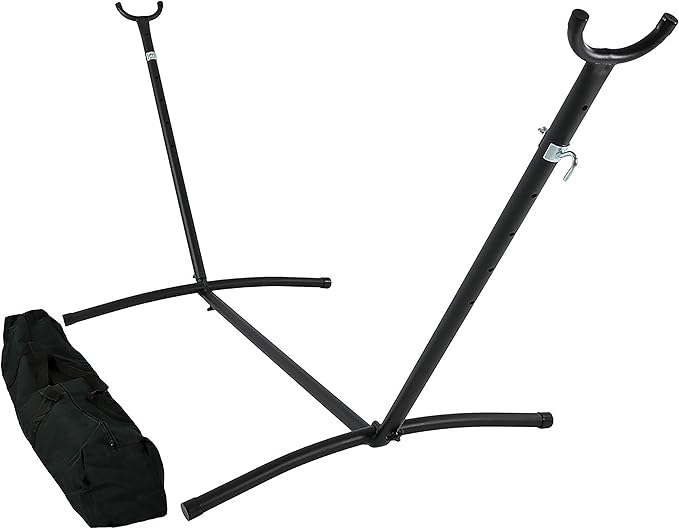 Sunnydaze Brazilian Portable Steel Hammock Stand for Outside with Carrying Case - 400-Pound Capacity Hammock Frame - Black Finish