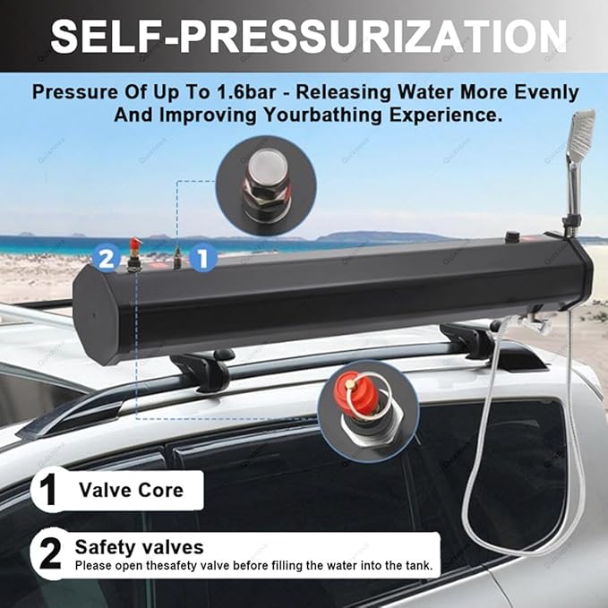 Portable Pressure Water Tank with Electric Air Pump for Solar Camping Shower Car Wash and Outdoor Adventures (20L)