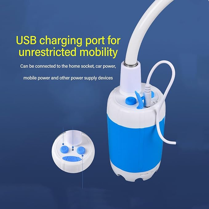 Luocute Portable Camp Shower Rechargeable 4000mAh Battery Outdoor Shower Pump with Silicone Massage Head and Stainless Steel Panel for Camping Hiking Travel