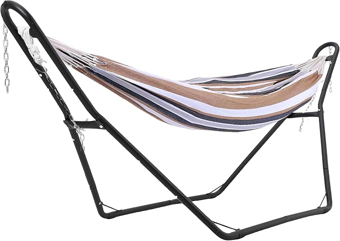 Hammock Stand Heavy-Duty Portable Hammock Stand Only 550-Pound Capacity Camping Stand Fits 9.5-14 Foot Hammocks Powder-Coated Steel Frame Universal Double for Outdoor Indoor Use Black