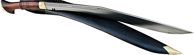 22 Sirupate Kukri - Authentic Hand Forged Blade Large Khukuri - Camping Survival Knife - High Carbon Steel Blade from Nepal - Tempered - Sharp - Rosewood Handle - Water Buffalo Leather Sheath