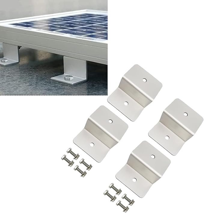 20 Units Solar Panel Z Brackets Mount Mounting Kits with Nuts and Bolts for RVs Trailers Boats Yachts Wall and Other Off Gird Roof Installation Silver 5 Sets