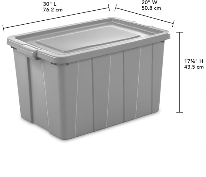 Sterilite 4 Pack Tuff1 Storage Tote Stackable Plastic Bin with Lid 30 Gallon
