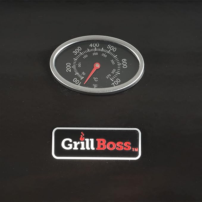 Grill Boss 4 Burner Propane Gas BBQ Portable w/ Lid Wheels &amp Side Shelves Black - Grilling Accessories and Equipment for Camping Tailgating Outdoor Barbecue and Cooking