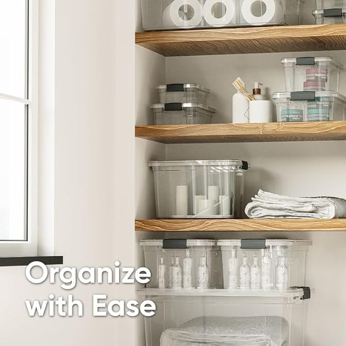 Superio Clear Storage Box with Lid 3.4 Quart Plastic Container Bins for Organizing Stackable Crates BPA Free Non Toxic Odor Free Organizers for Home Office School and Dorm