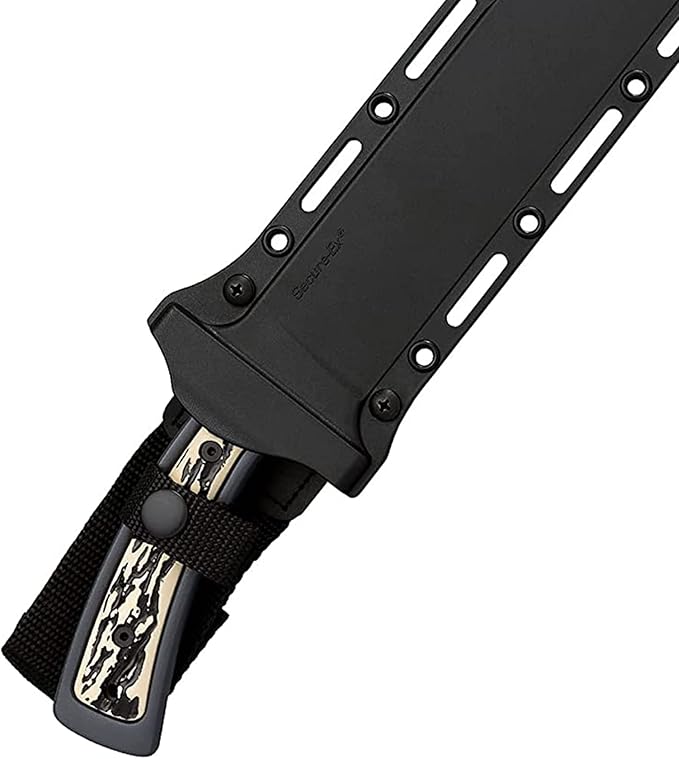 Cold Steel Drop Forged Bowie 52100 Steel Single-Piece 9.5 Clip Point Blade 4.625 Handle Fixed Blade Knife w/Secure-Ex Sheath