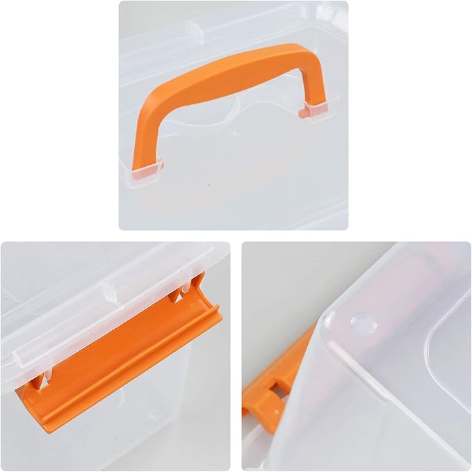 6-pack 5 Liter Small Plastic Boxes Clear Storage Bin with Lid