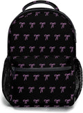 Cute Bow Backpack for Girls Lightweight School Backpack with Front Pocket &amp Side Mesh Black Pink Pattern Bookbag for Elementary Middle School Students Back to School Daily Use