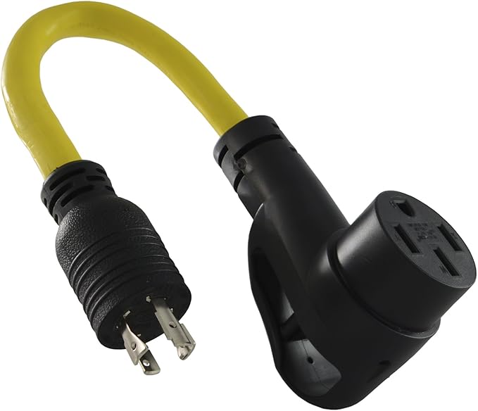 Conntek 15875 RV-Generator Adapter L14-20P 20A 4Prong Locking Plug to 14-50P 50A 125/250V Lighted Adapter 1.5-Feet