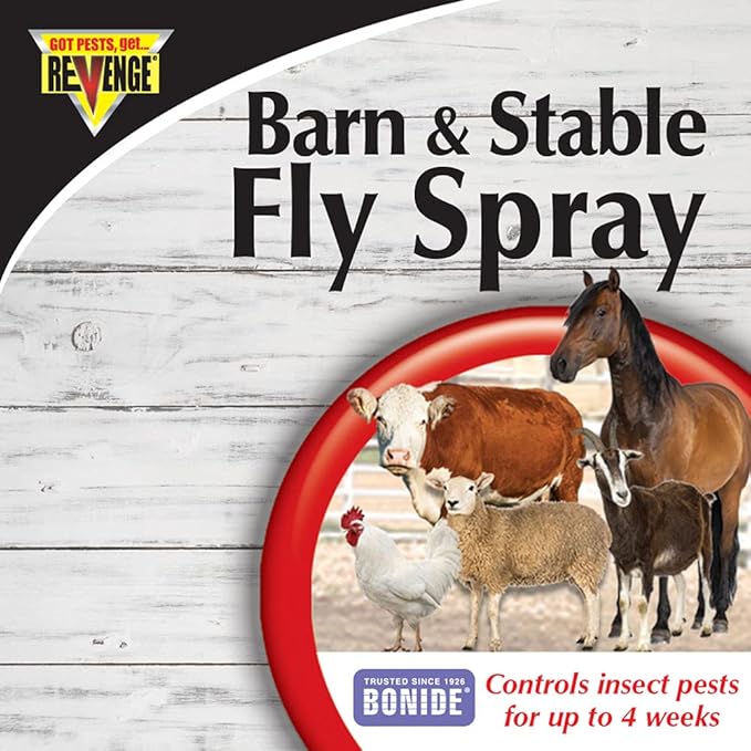 Bonide (BND46177) - Revenge Barn &amp Stable Fly Spray Indoor &amp Outdoor Insecticide/Pesticide Fly Killer Concentrate (16 oz.)