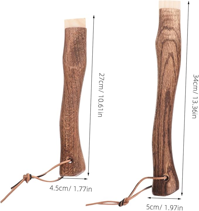 VOSAREA 2pcs Wooden Axe Handle Replacement Short Curved Handle for Hatchet Hammer Ergonomic Design