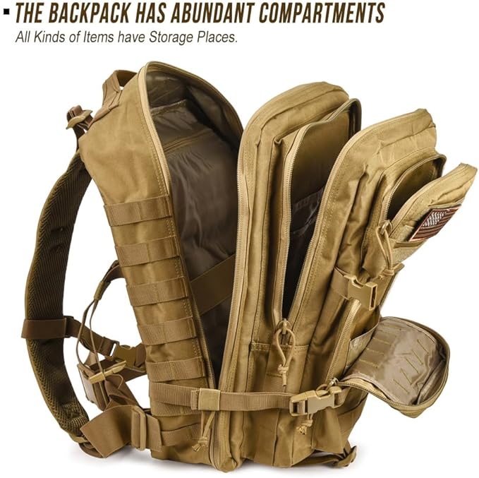 45L Tactical Backpack for Men Women Military Assault Pack with MOLLE Large 3 Day Bug Out Bag for Hiking Camping