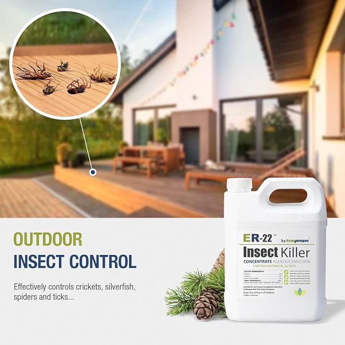 Ecovenger ER-22 by EcoRaider Professional Grade Insect Killer Concentrate 1 GL for Bed Bugs 100% Efficacy Extended Residual Green and Non-Toxic