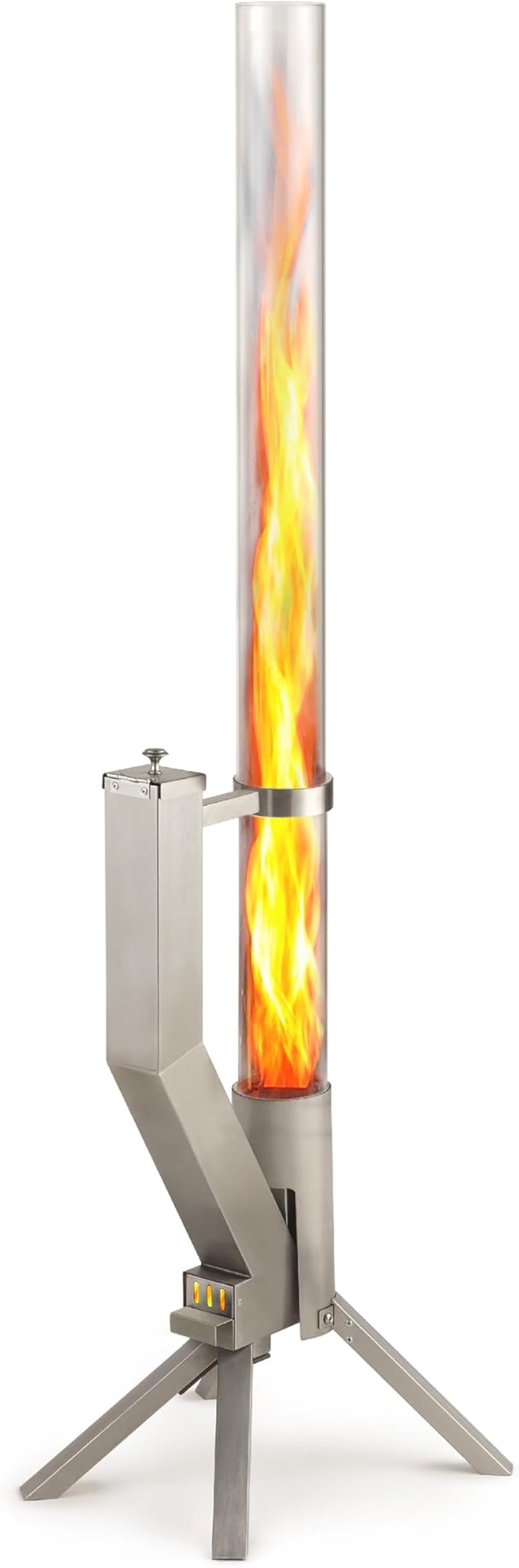 GARDENFLARE Stainless Steel Pellet Stove &amp Smokeless Firepit Patio Heater for Ambiance - Fire Pit for Patio Fire Tube Outside Backyard Bonfire &amp Outdoor Fireplace (Silver Classic)