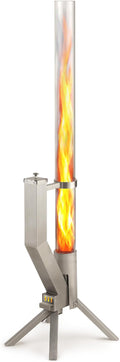 GARDENFLARE Stainless Steel Pellet Stove &amp Smokeless Firepit Patio Heater for Ambiance - Fire Pit for Patio Fire Tube Outside Backyard Bonfire &amp Outdoor Fireplace (Silver Classic)