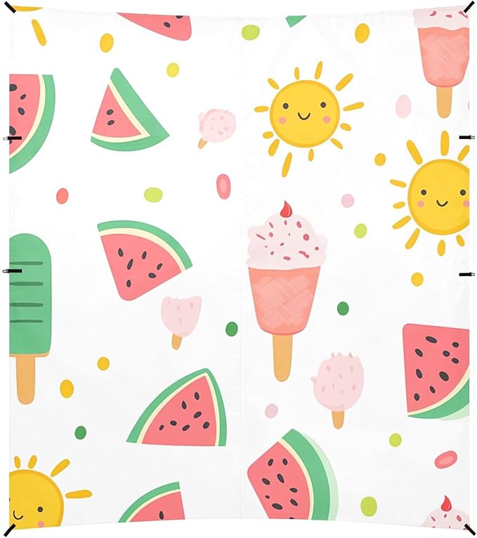 ALAZA Watermelon Popsicle Pattern Beach Tent Sun Shelter Portable Canopy Sunshade for Outdoor Camping Picnics Backyard Fun 10x9 ft