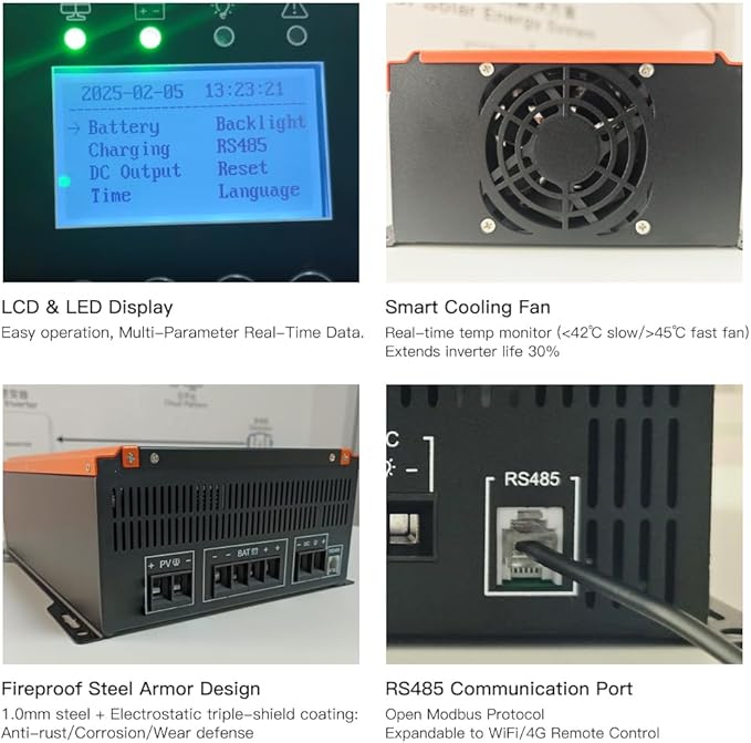 50 amp 48v Mppt Solar Charge Controller 12V/24V/60V/96V/120VSolar Panel Controller for Lifepo4/Lithium /Gel/ Rv Battery (Max Input 240V50A)