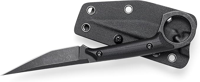 Fixed Blade Knife D2 Steel Blade and G10 Handle Utility EDC Knife for Outdoor Survival Hiking Camping with Kydex Sheath OS1221 (Black)