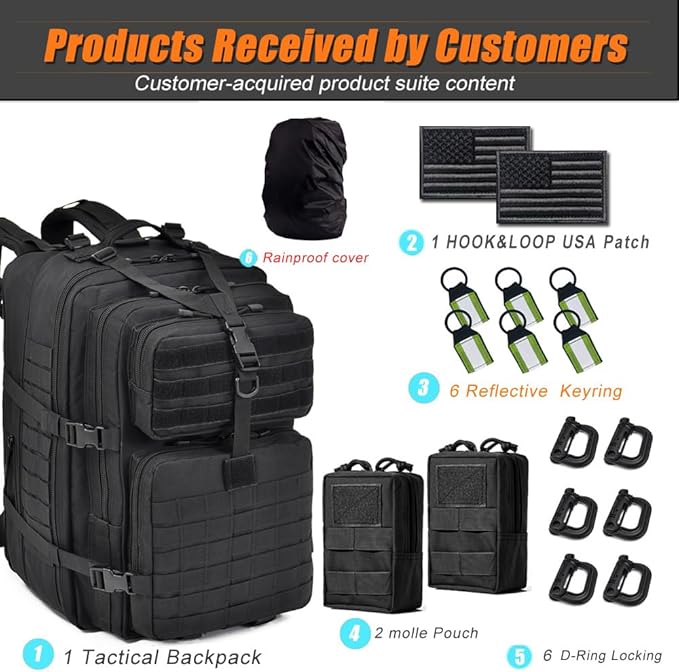 64L Large Tactical Backpack Military Backpack Tactical Bag Hiking Daypacks