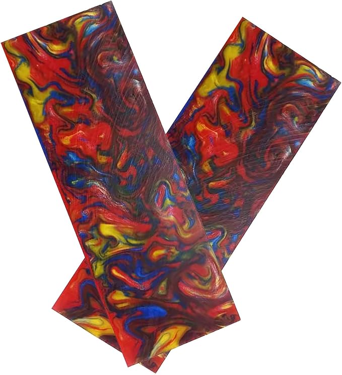 2-piece Set Of Knife Scales Blanks Red Yellow And Blue Mixed Color DIY Resin Handle Material(2pcs)