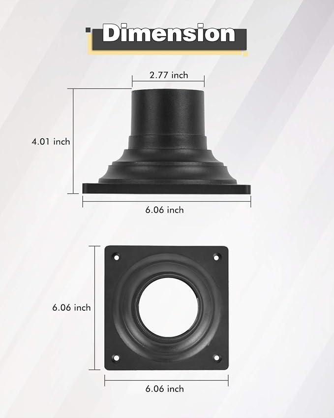 FEMILA Pier Mount Base 2 Pack Cast Aluminum Post Light Mount Base Adapter Black Finish 4FW31PA-2PK BK