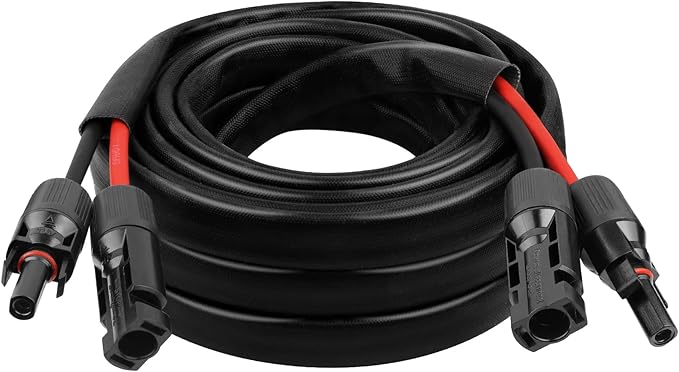10AWG Solar Cable - 15FT Solar Panel Extension Cord 10 Gauge PV Wire with Flame Retardant Protective Sleeving Female &amp Male Waterproof Connector for RV Photovoltaic Systems Solar Panels (15 Feet