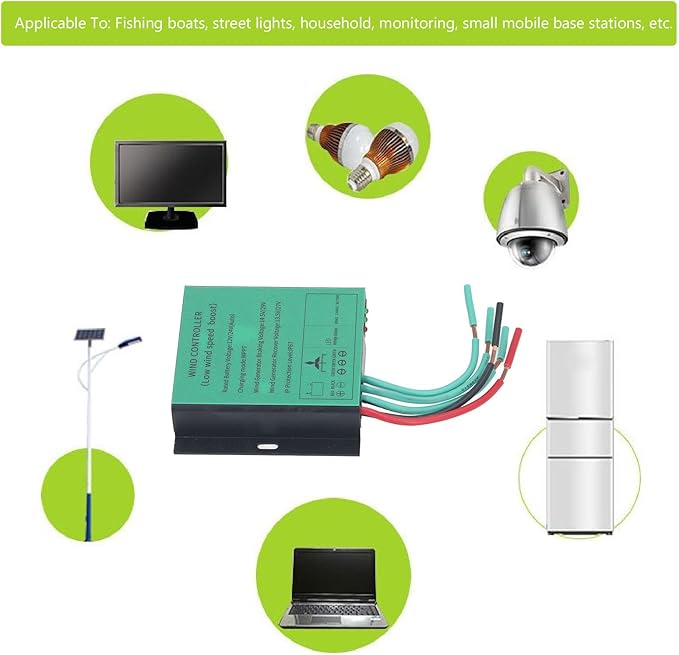 Wind Generator Controller IP67 Waterproof Low Voltage Controller Regulator with LED Indicator MPPT Control Method Diode Indication