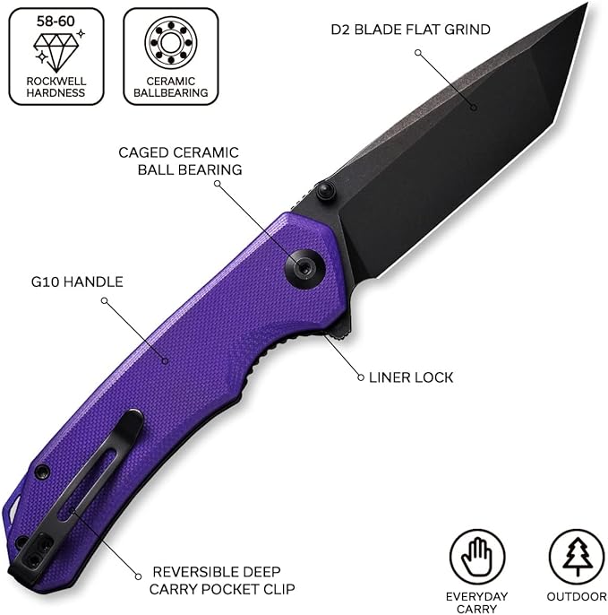 CIVIVI Brazen Folding Pocket Knife3.5-Inch Tanto D2 Plain BladeG-10 Outdoor Camping Hiking Knife with Thumb Studs and Flipper OpenerUnique Tool Gift for EDC Men Women C2023D