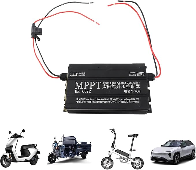 600W MPPT Boost Solar Charge Controller 12V-50V Input with LCD Display Step Up Charging for 24V 36V 48V 60V and 72V Batteries in Solar Kits