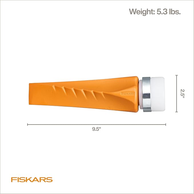 Fiskars HelixPlus Splitting Wedge for Large Logs – Forged Steel Wood Splitting Wedge with Spiral Design &amp Vibration-Dampening Striking Head 2.5 x 9.5 x 2.5
