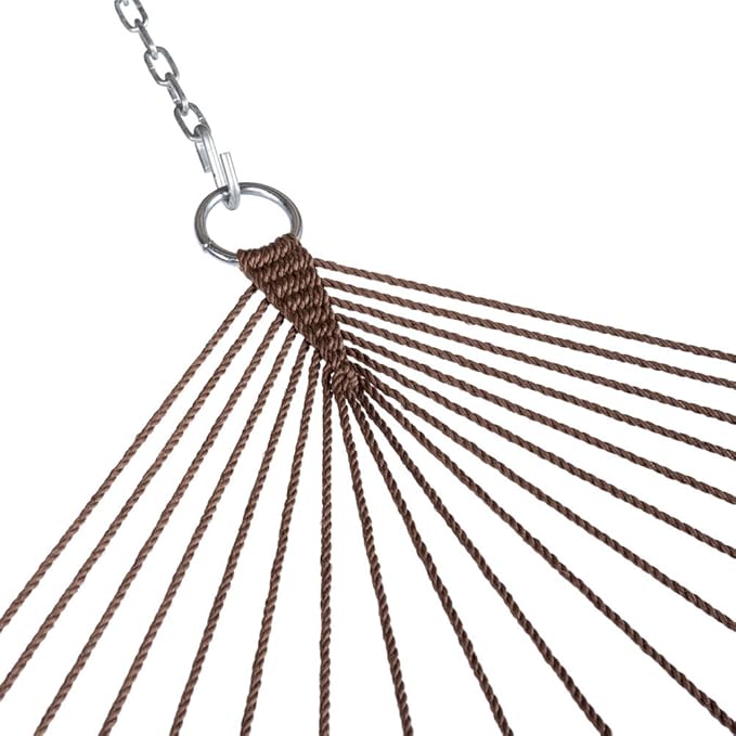 Lazy Daze Hammocks 10.5 FT Double 2 Person Caribbean Rope Hammock Hand Woven Polyester Hammock with Spreader Bars for Outdoor Backyard Patio Poolside 450 LBS Capacity Brown