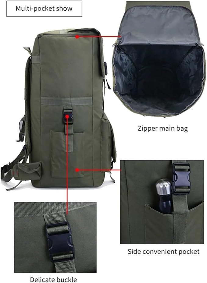 PURYN 110L Men Hiking Bag Camping Backpack Men Large Outdoor Climbing Trekking Travel Rucksack Tactical Bags Luggage Bag(Black)